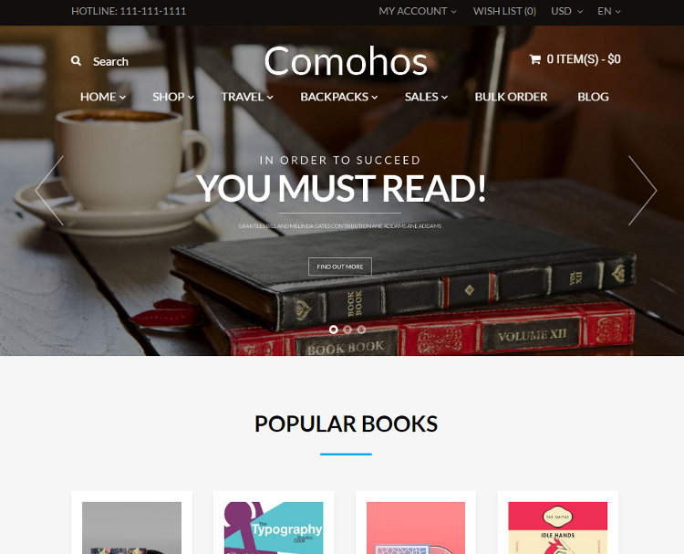 Comohos Book Store OpenCart Theme Comohos Book Store OpenCart Theme