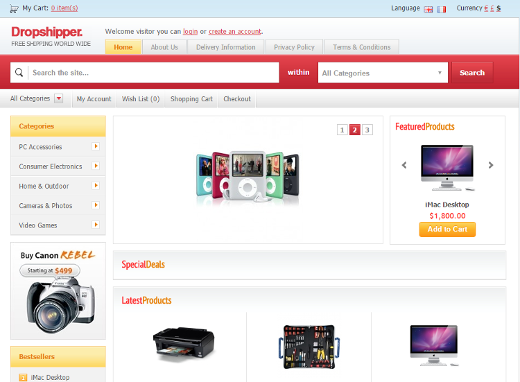 Dropshipper OpenCart Theme Dropshipper OpenCart Theme