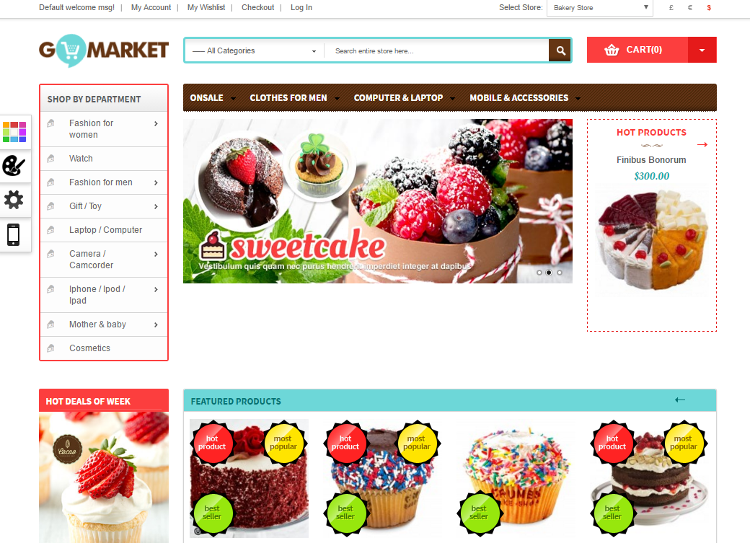 Gala GoMarket Bakery Store Magento Theme Gala GoMarket Bakery Store Magento Theme