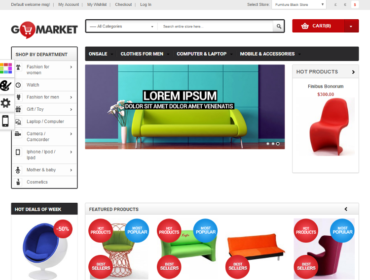 Gala GoMarket Furniture Store Magento Theme Gala GoMarket Furniture Store Magento Theme