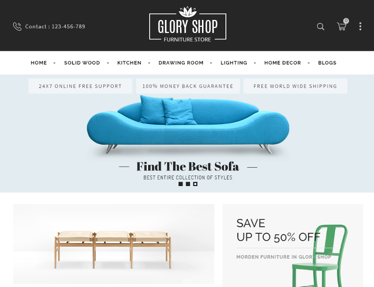 Glory Shop Furniture OpenCart Theme Glory Shop Furniture OpenCart Theme