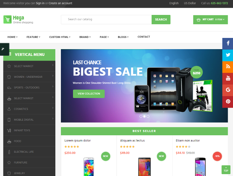 Pts Megashop Electronics Store PrestaShop Theme