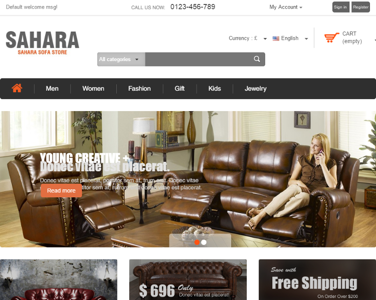 SAHARA Furniture Store PrestaShop Theme SAHARA Furniture Store PrestaShop Theme