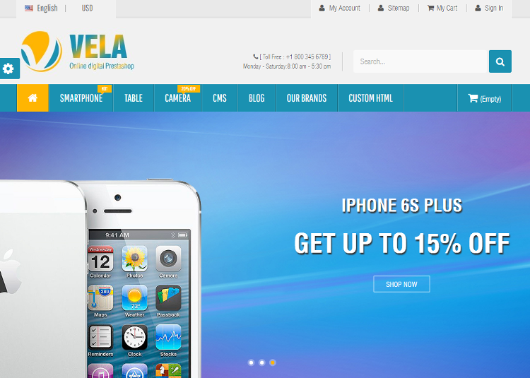 Vela Electronics Store PrestaShop Theme