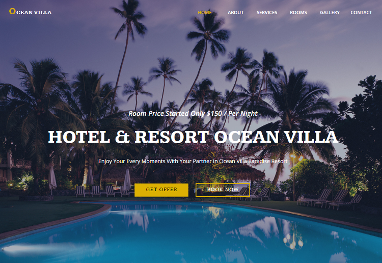OCEAN VILLA Adobe Muse Template