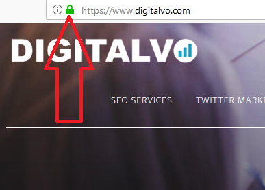 Green padlock in address bar for HTTPS
