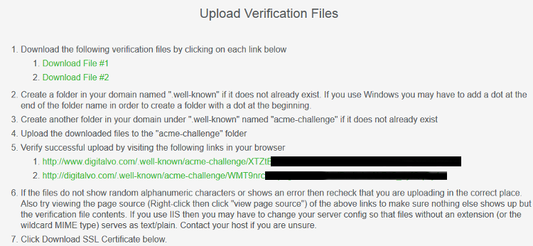 Manually Verify Domain HTTP Server in SSL for Free