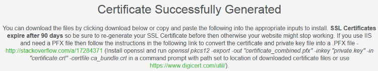 SSL Certificate Successfully Generated in SSL for Free