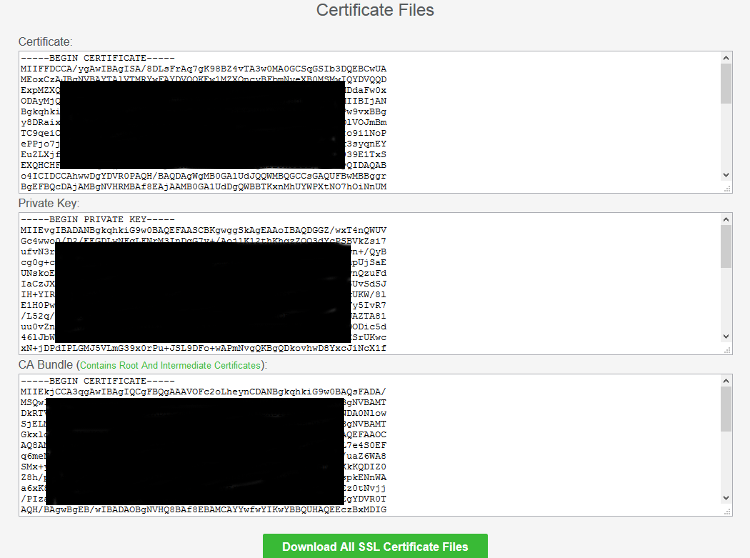 SSL certificate files in SSL for Free