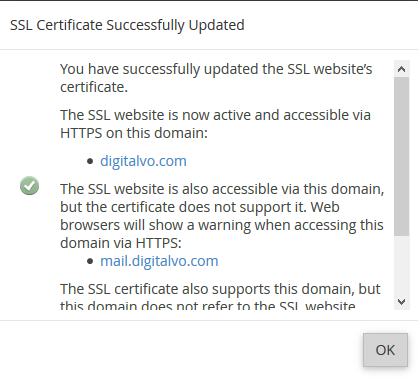 You have successfully updated the SSL website’s certificate