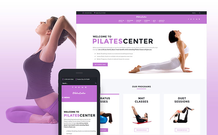 Pilates Center Sports & Yoga Free WordPress Site Design Theme Pilates Center Sports & Yoga Free WordPress Site Design Theme