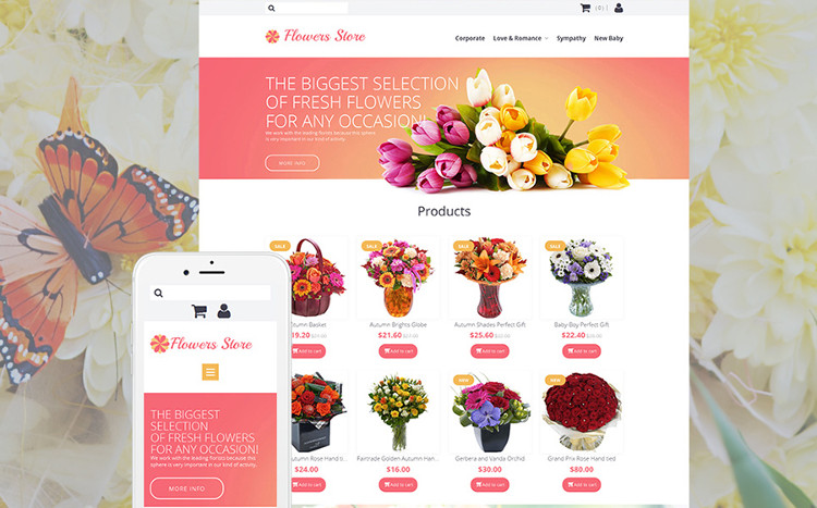 Flowers Store - Marvelous MotoCMS eCommerce Theme