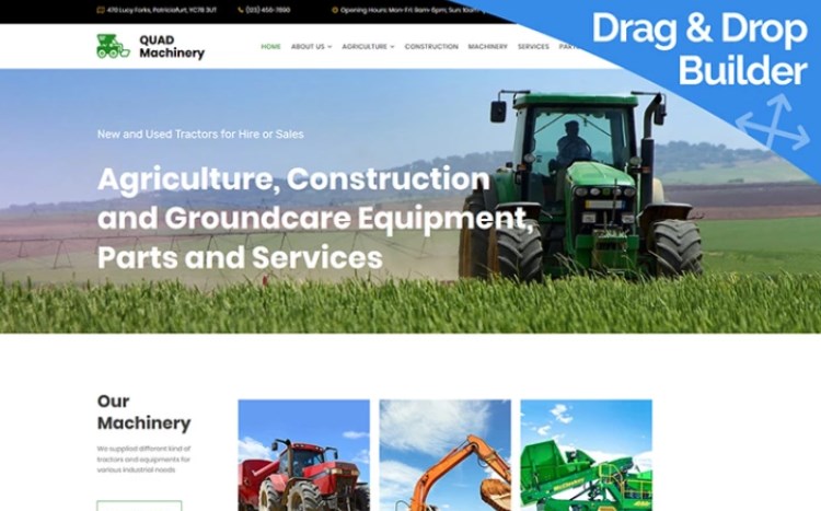 Tractor Website Template for Agricultural Machinery Manufacturer