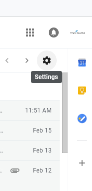 Click on Gear Settings icon in Gmail