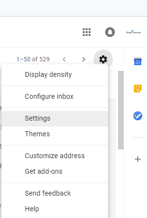 Click on Settings in Gmail