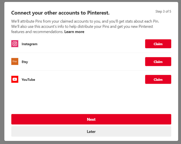 Connect your other accounts to Pinterest