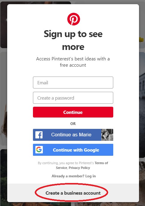 Create a Pinterest business account