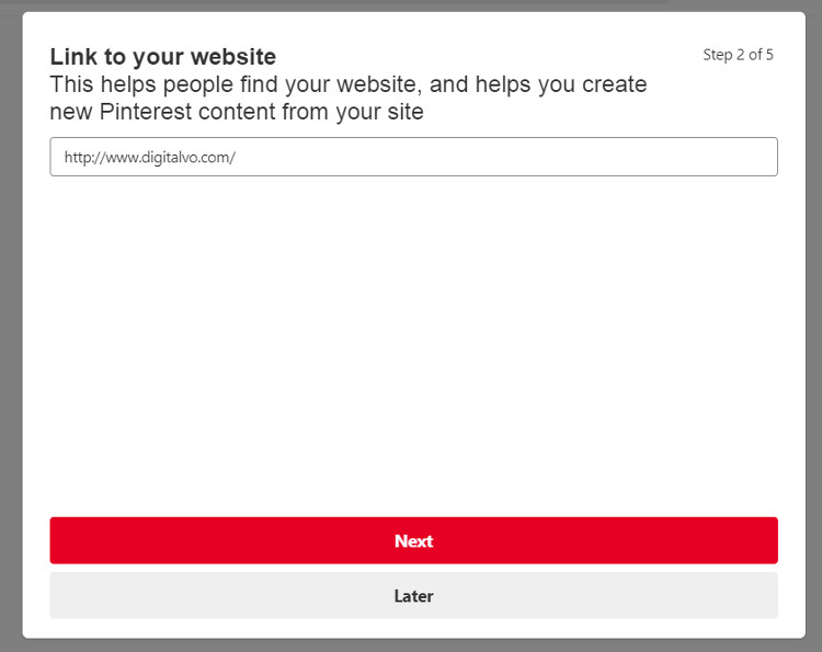 Link to your website in Pinterest