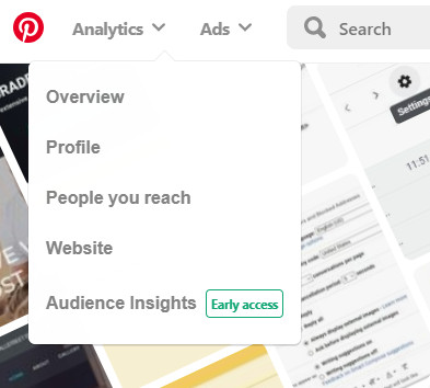 Pinterest analytics in business account