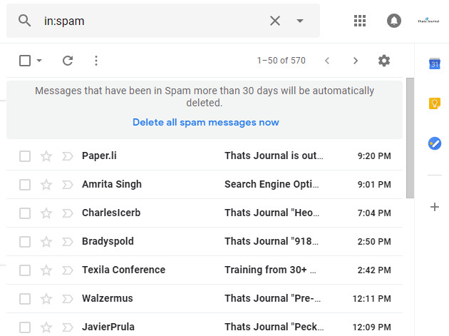 Delete all Spam messages now in Gmail