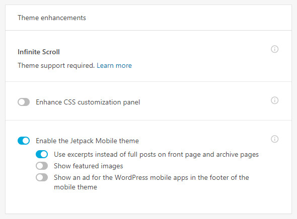 Enable Jetpack mobile theme