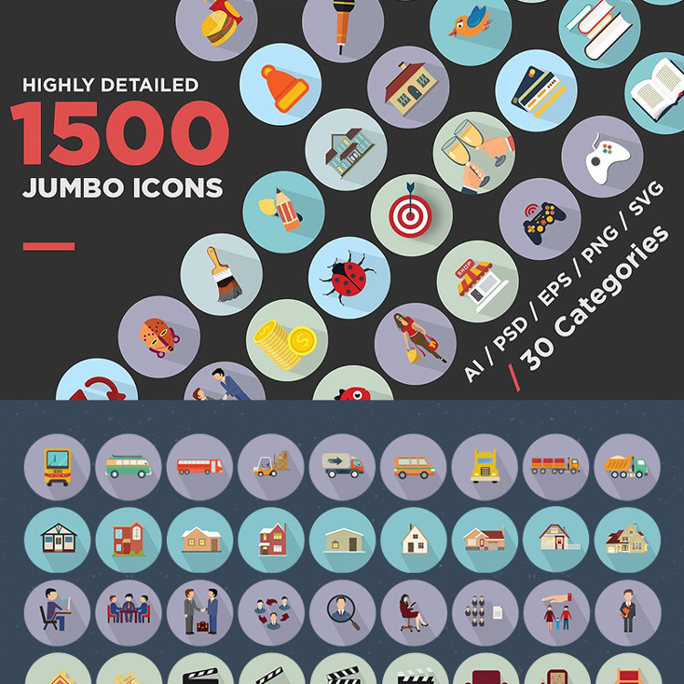 Jumbo Flat Icons Pack Iconset Template