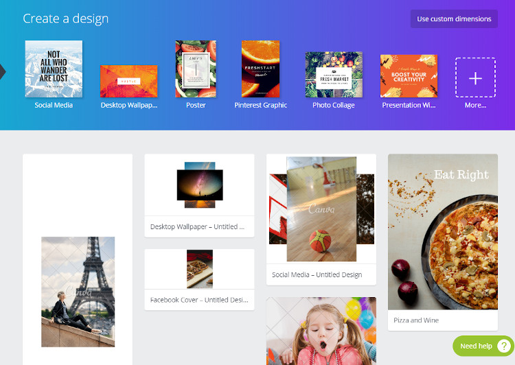 Create a design in Canva