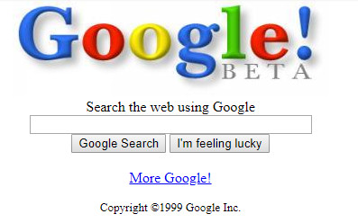 Google homepage 1999