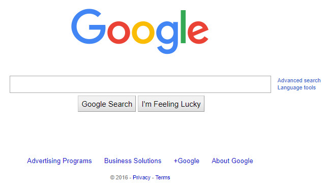 Google homepage 2016