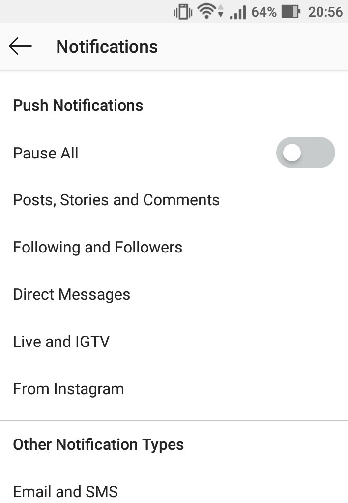 How to change Notification settings in Instagram