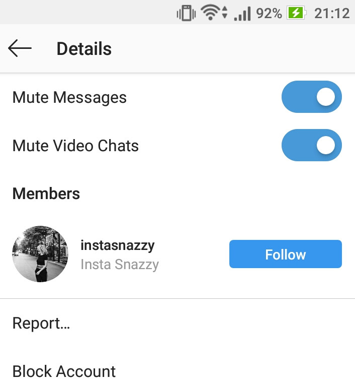 How to mute messages and video chats for users in Instagram