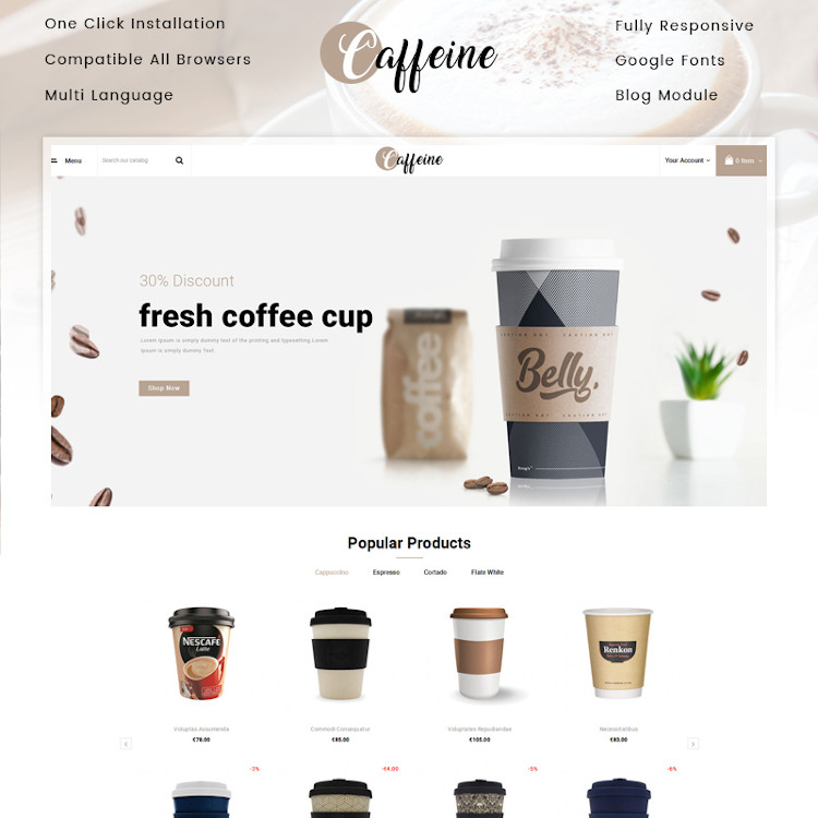Caffeine - Coffee Store PrestaShop Theme