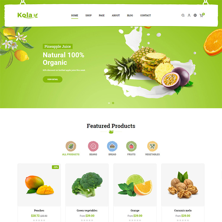 Kola Organic & Food PrestaShop Theme