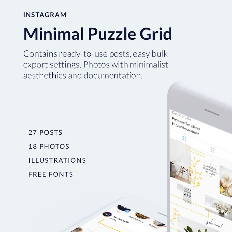 Minimal Instagram Puzzle Grid Photos and Fonts